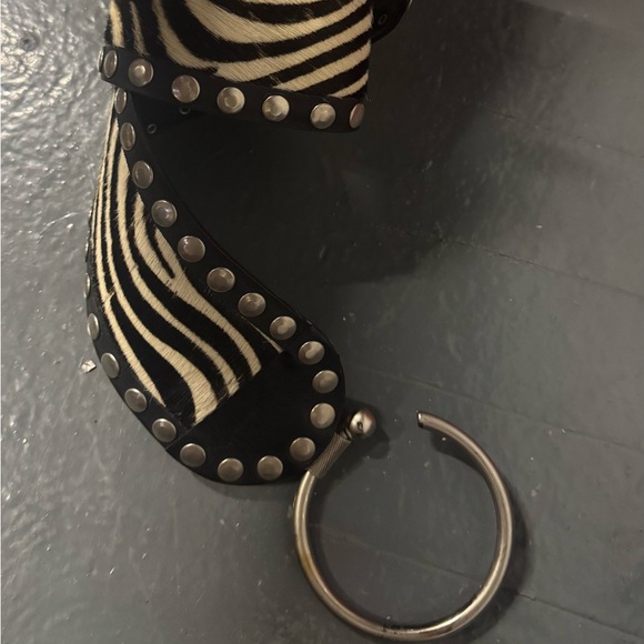 Hanni  horse hair and leather belt with brass embellishments. main image 5
